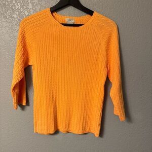 L.L. Bean Orange 3/4 Sleeve Cotton Sweater Size Medium